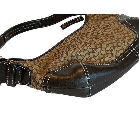 Coach Women's Signature Jacquard Hobo Shoulder Bag No D3J-6351Tan Brown - Picture 6 of 10